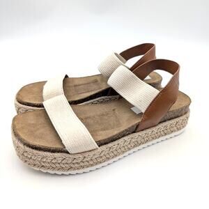 Steve Madden Jaklin Platform Espadrille Banded Sandals Women's Tan Size US9